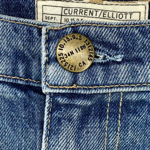 CURRENT ELLIOT Skirt 25 Slit Midi Faded Ombre Raw Hem HighWaist Denim Blue USA - Picture 5 of 10